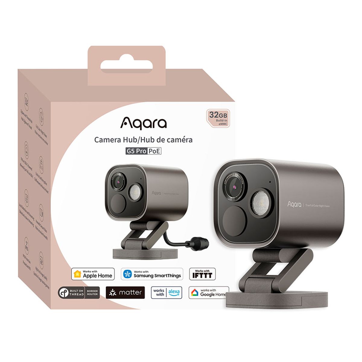 AQARA - Cámara de Exterior PoE y Matter Hub G5 Pro Aqara