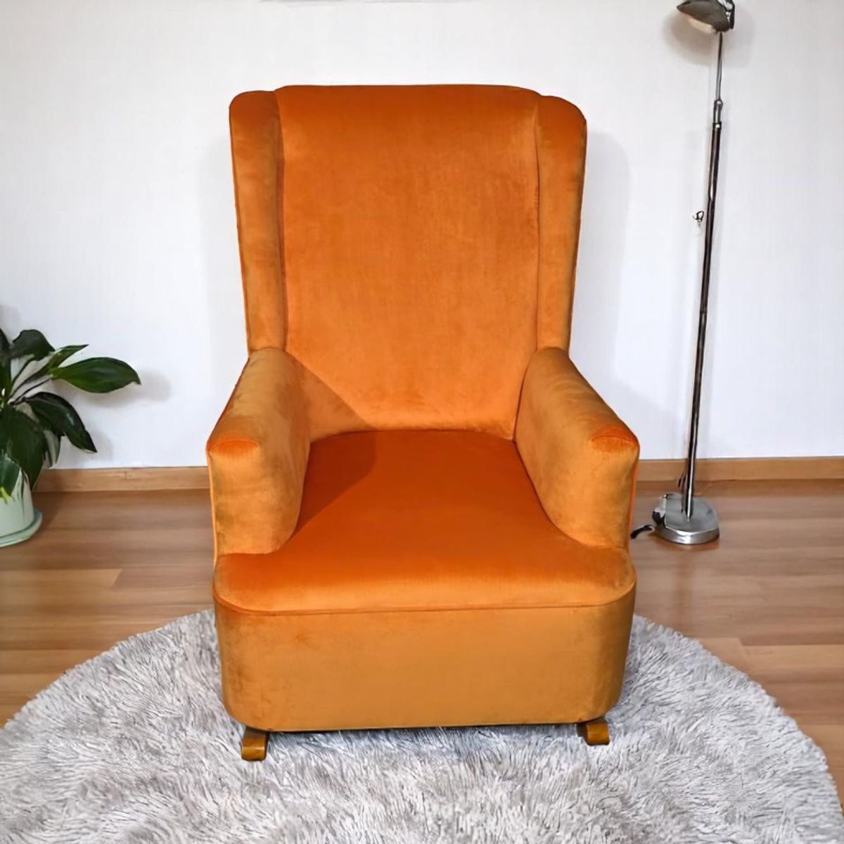 DISEÑOS VALESTRINI - SILLON MECEDOR FELPA NARANJA