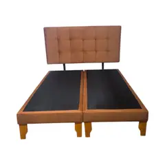 DISEÑOS VALESTRINI - CAMA DOS PLAZAS FELPA CAMEL