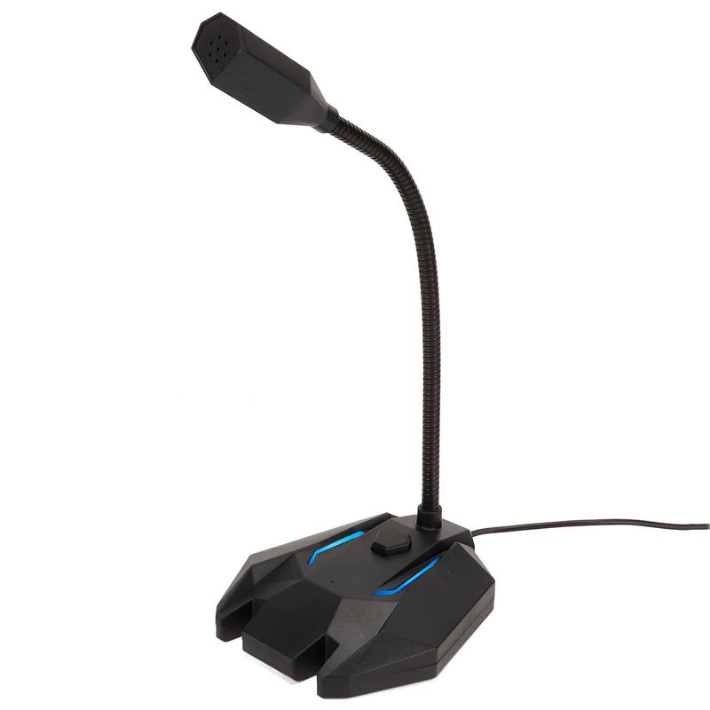 JOIGO - Microfono Gamer Con Cable USB Y Luces Flexible Para PC Negro