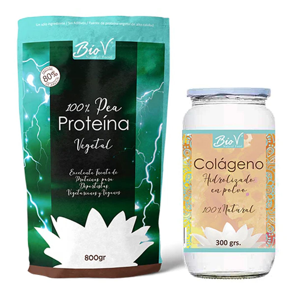 BIOV - Pack Proteína de Arveja 800g + Colágeno Hidrolizado 300g Bio V