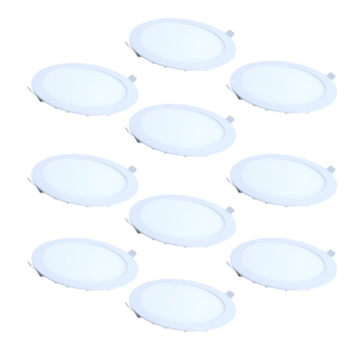 GENERICO - 10 Focos Panel Led 12W Redondo Embutido 220V Luz Fría