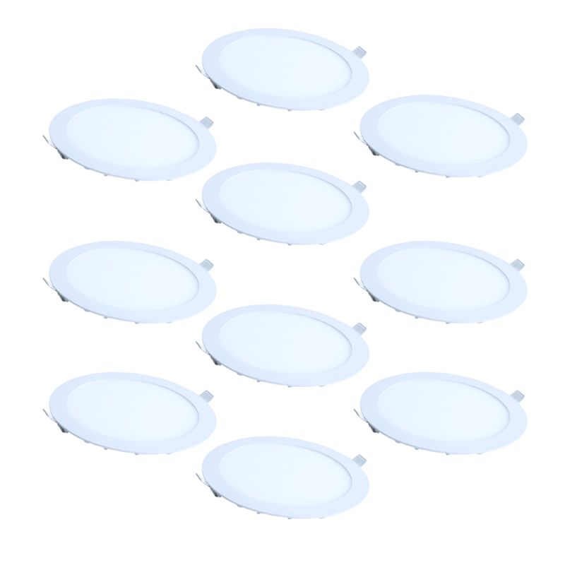 GENERICO - 10 Focos Panel Led 12W Redondo Embutido 220V Luz Fría