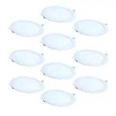 GENERICO - 10 Focos Panel Led 12W Redondo Embutido 220V Luz Fría