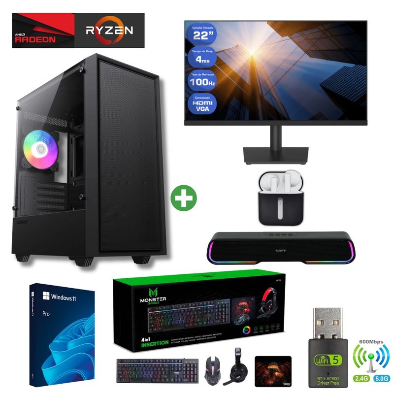 AMD CORP - Pc Gamer AMD 5 8500G - 32GB - 740M - 2TB (Monitor 22" + Parlante + BTE) STORM