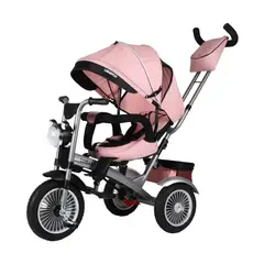 LUBABYCAS - Triciclo Multifuncional 360° Con Foco Rosado