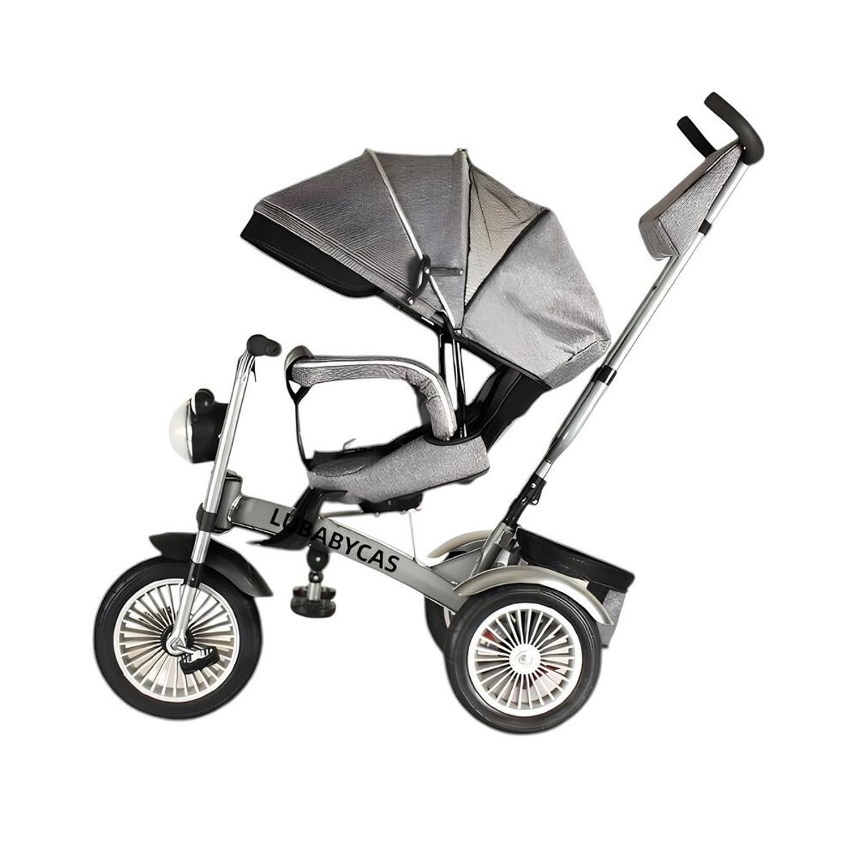 LUBABYCAS - Triciclo Multifuncional 360° Con Luces Lubabycas Gris