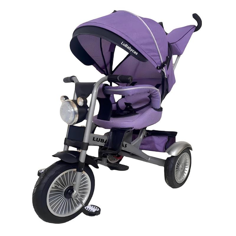 LUBABYCAS - Triciclo Multifuncional 360° Con Luces Lubabycas Púrpura