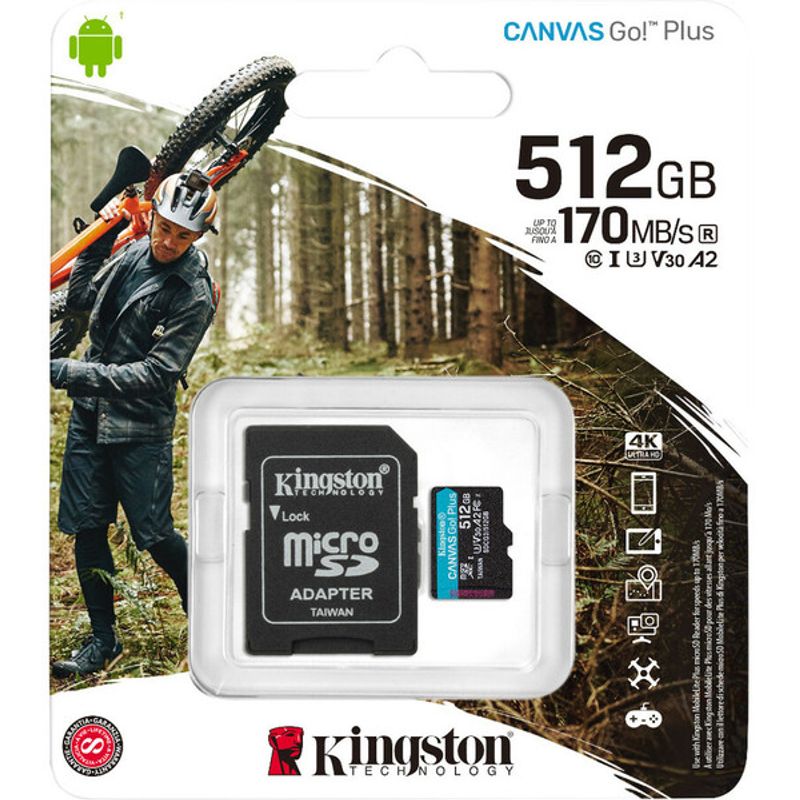 KINGSTON - MICROSD KINGSTON 512GB CANVAS GO PLUS CADAPT