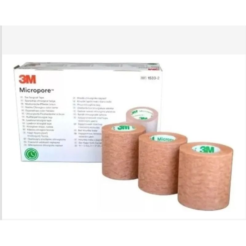 3M - Tela Micropore 2,5 cm x 9,1 metro Color Cafe. Caja 12 unidades