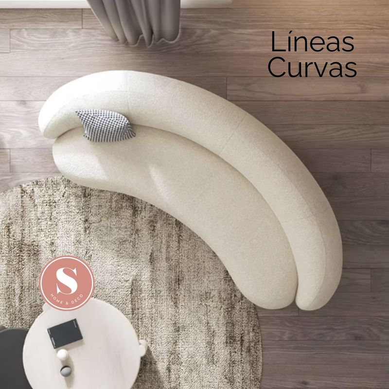 SANTU HOME & DECO - Sofá Curvo Estilo Moderno Sherpa 4 Cuerpos