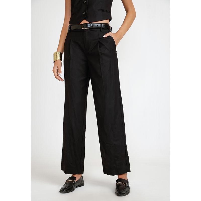 CANADIENNE - Pantalón Mujer Lana Negro Canadienne