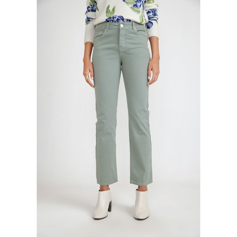 CANADIENNE - Pantalón Básico Mujer Algodón Peruano Verde Canadienne