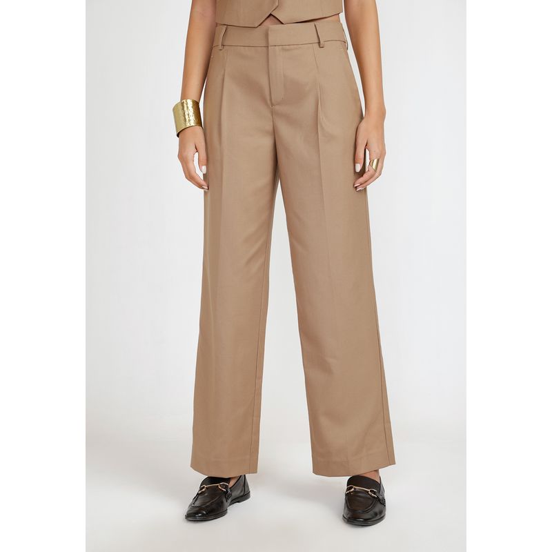 CANADIENNE - Pantalón Mujer Lana Camel Canadienne