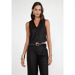 CANADIENNE - Vest Mujer Lana Negro