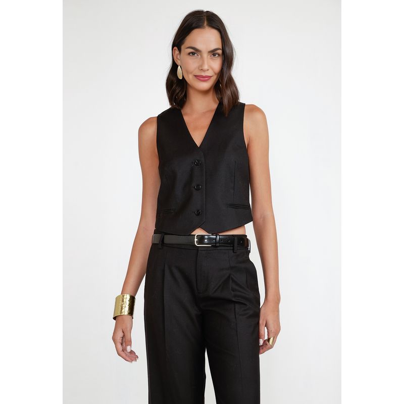 CANADIENNE - Vest Mujer Lana Negro Canadienne
