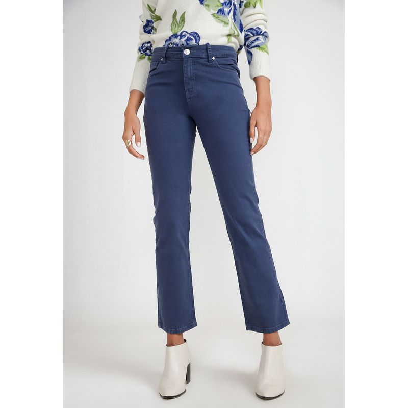 CANADIENNE - Pantalón Básico Mujer Algodón Peruano Marino Canadienne