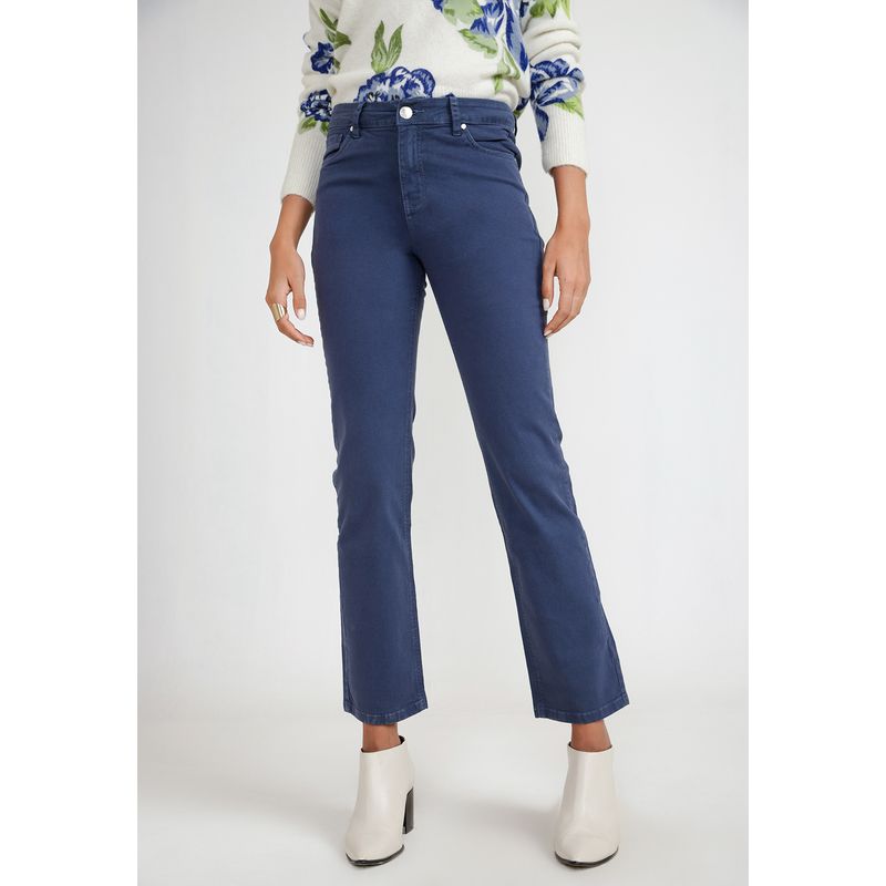 CANADIENNE - Pantalón Básico Mujer Algodón Peruano Marino Canadienne