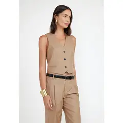 CANADIENNE - Vest Mujer Lana Camel