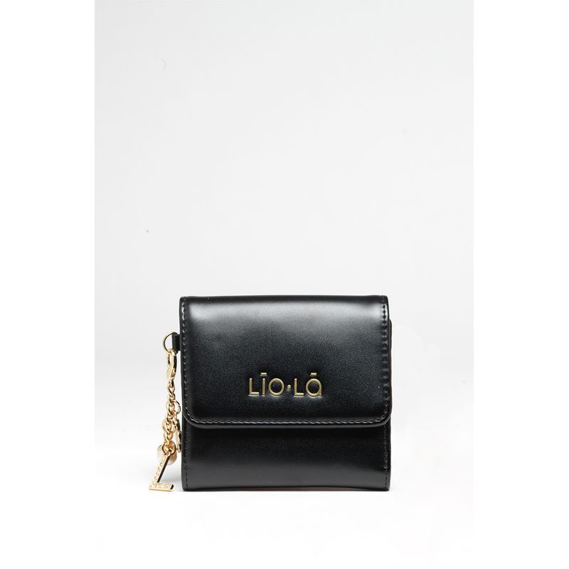 LIOLA - Billetera Pequeña Efecto Cuero Negro Liola
