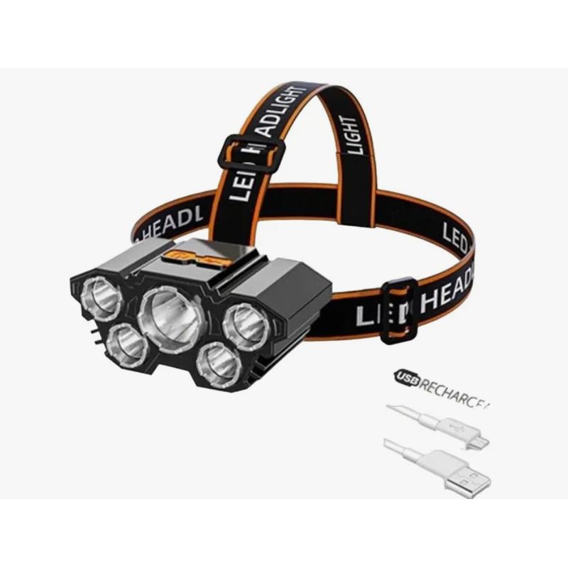 GENERICO - Linterna Frontal Recargable 5 Led IRM Premium