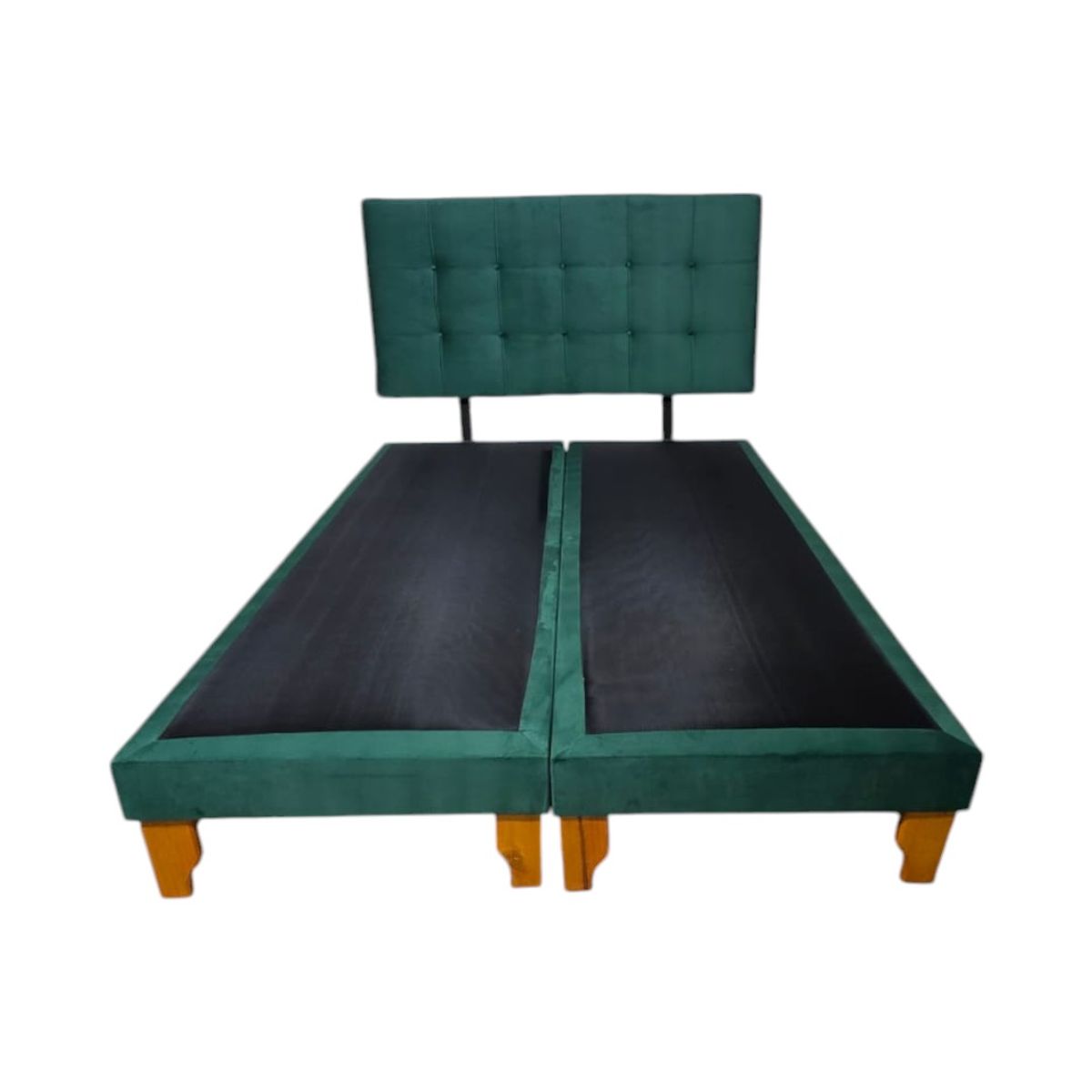 DISEÑOS VALESTRINI - CAMA DOS PLAZAS FELPA VERDE OSCURO