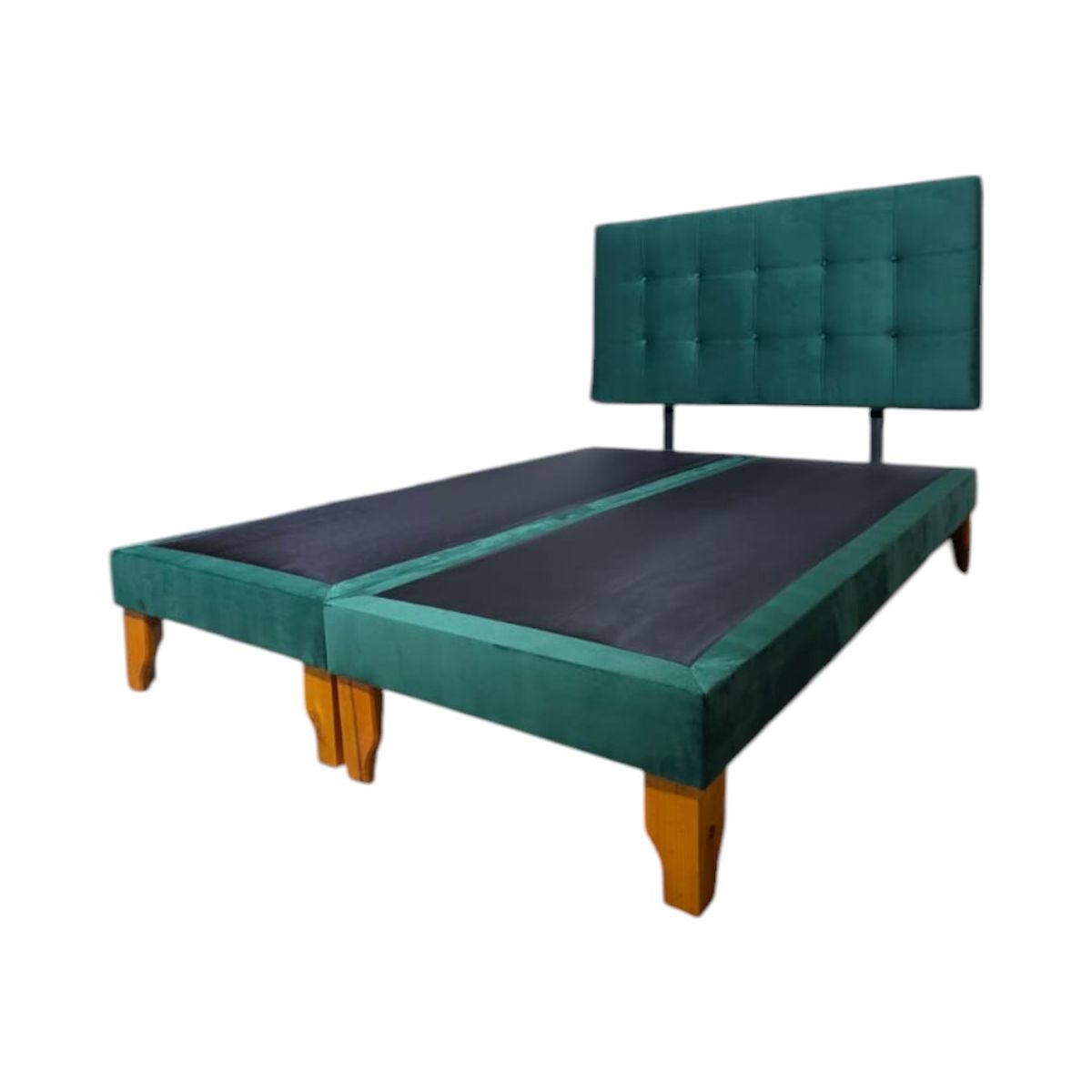 DISEÑOS VALESTRINI - CAMA DOS PLAZAS FELPA VERDE OSCURO