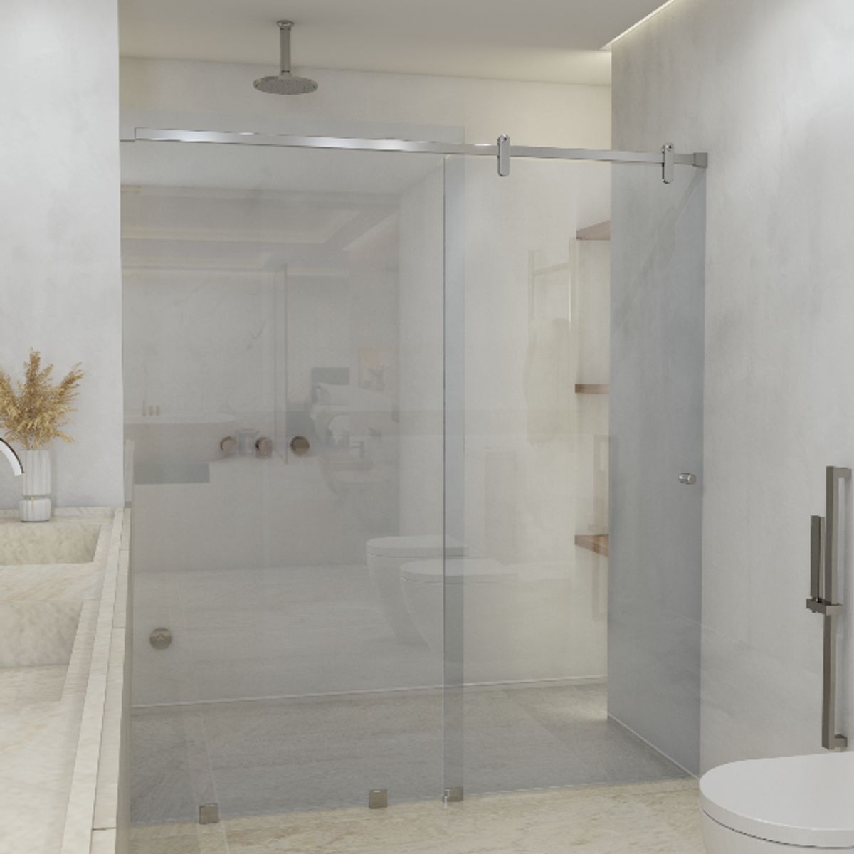 DELL ORTO - Shower door corredera vidrio templado ancho ajustable 170-180x190 cm