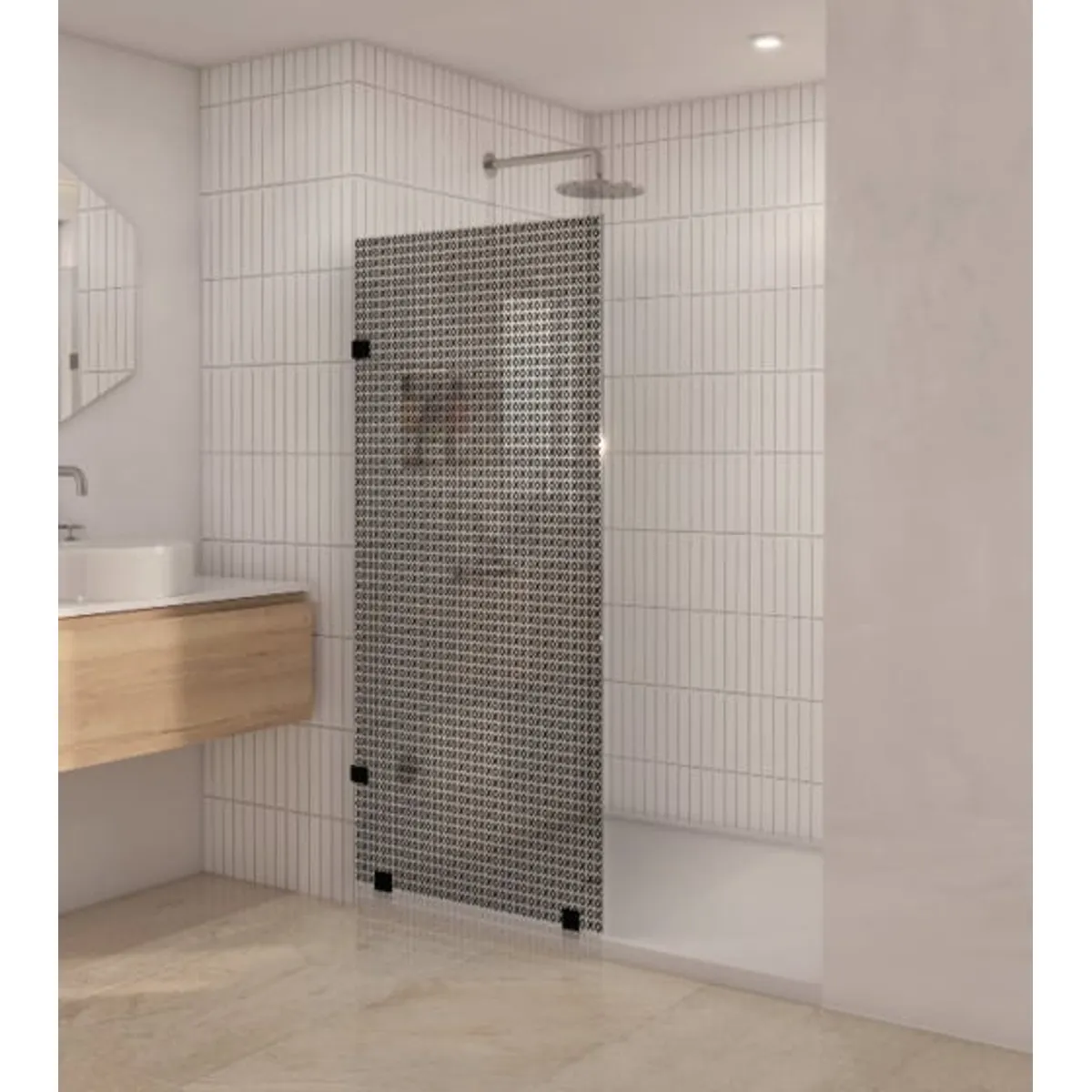 DELL ORTO - Shower Door vidrio templado con Impresión Digital 100x190 cm Negro