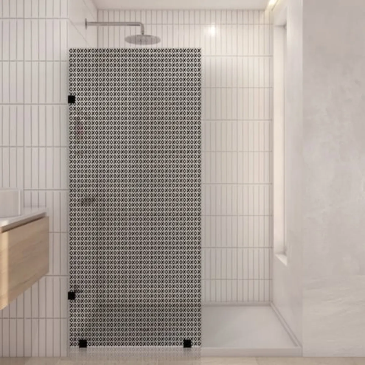 DELL ORTO - Shower Door vidrio templado con Impresión Digital 100x190 cm Negro