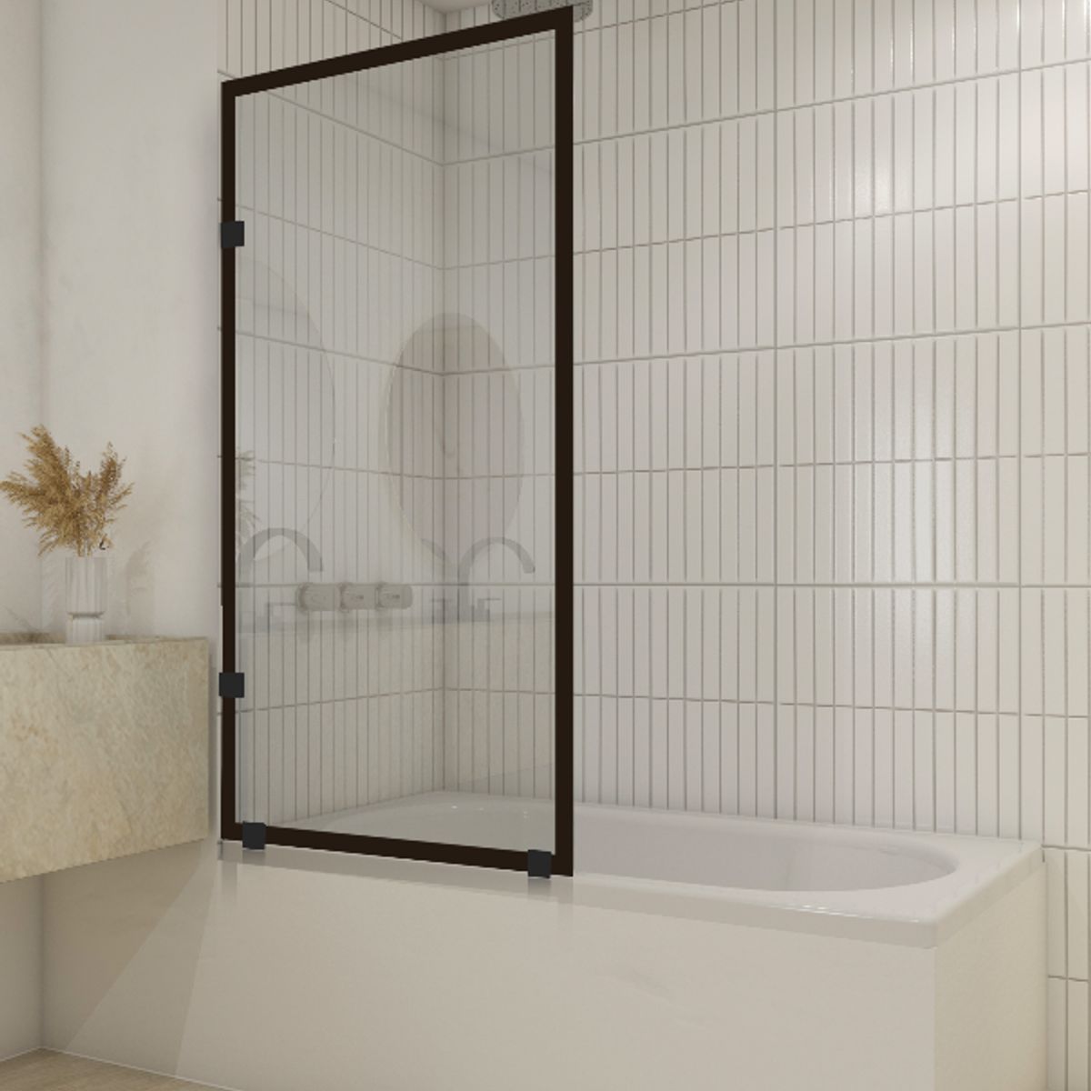 DELL ORTO - Shower Door vidrio templado Impresión Digital 100x150 cm Negro