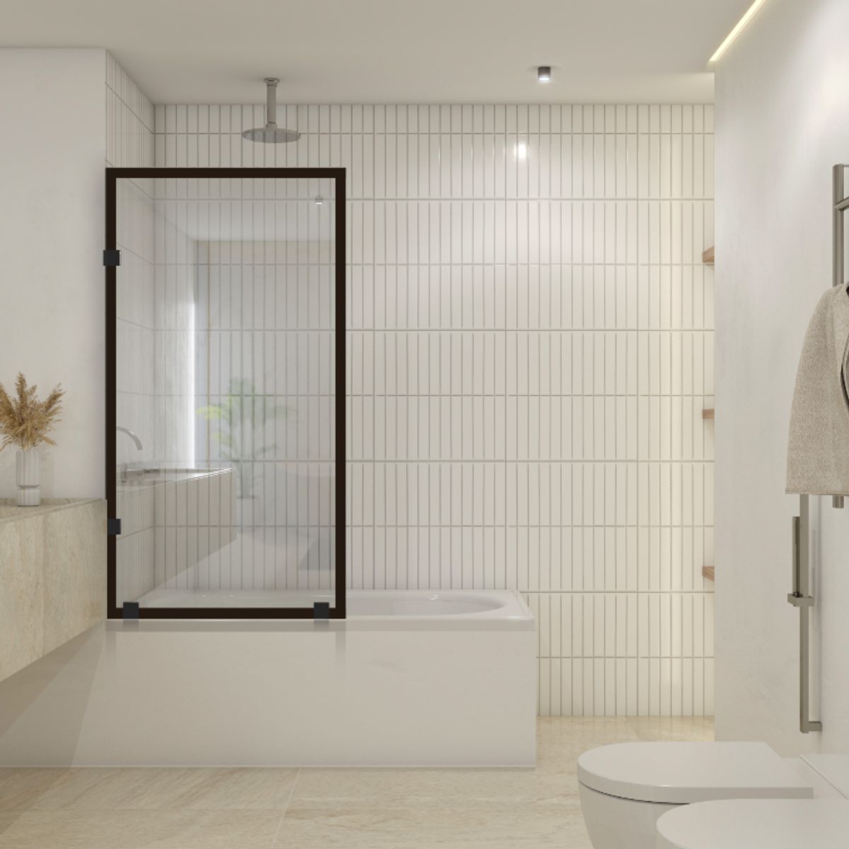 DELL ORTO - Shower Door vidrio templado Impresión Digital 100x150 cm Negro