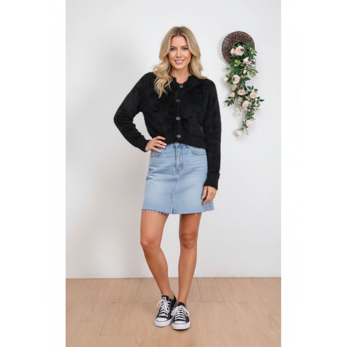 LIKE SHOP - Sweater Mujer Afelpado Otoño Invierno Cuello V Botones Colores A1615