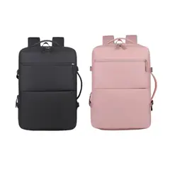 BIOV - Pack 2 Mochilas Negra y Rosada Impermeable Unisex USB
