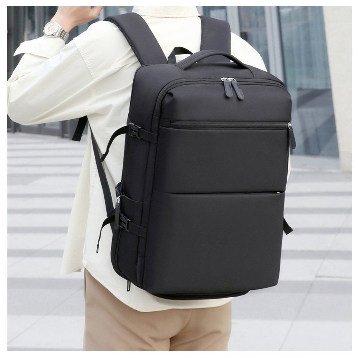 BIOV - Mochila Cabina 40lts Negro Impermeable Unisex USB & Bolsa Ropa Sucia