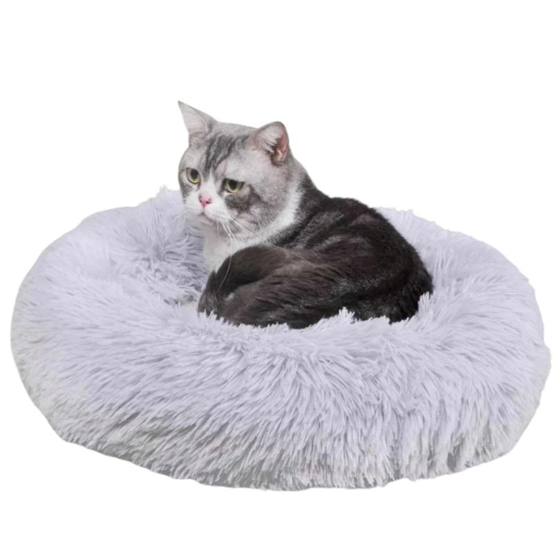 GENERICO - Cama De Felpa 60cm Para Mascotas Para Invierno Gris Claro