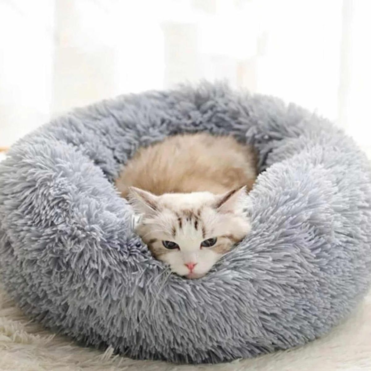 GENERICO - Cama De Felpa 60cm Para Mascotas Para Invierno Gris Claro