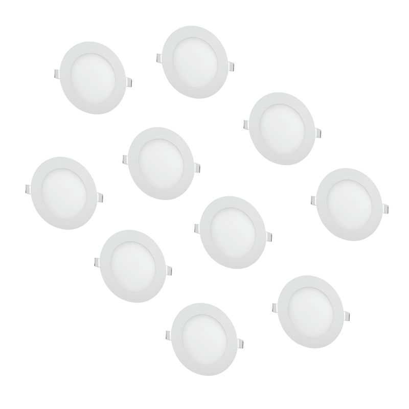 WANT - 10 Focos panel Led 12W Redondo Embutido Luz Fría