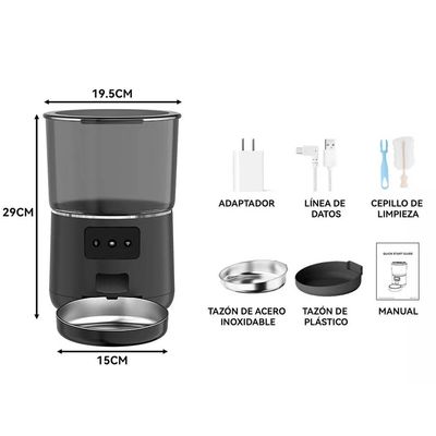 Imagen 2 del producto Dispensador Alimentador Automático Perro Gato Wifi 4l Negro