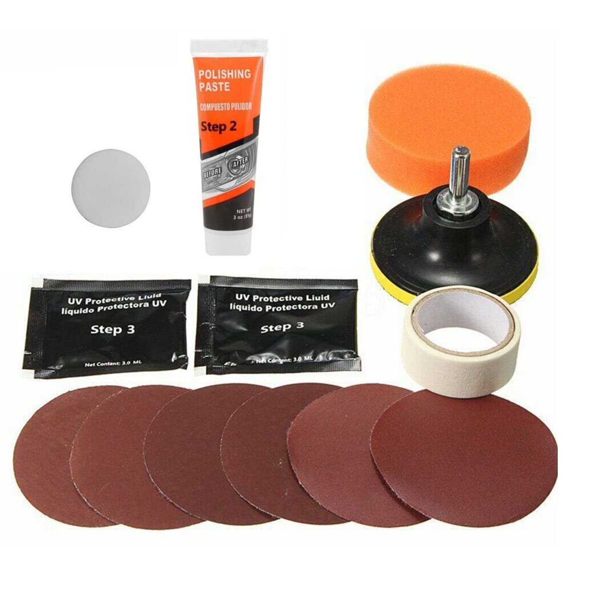 GENERICO - Kit Pulidor De Focos Restaurador Focos Pulir Cera Para Auto