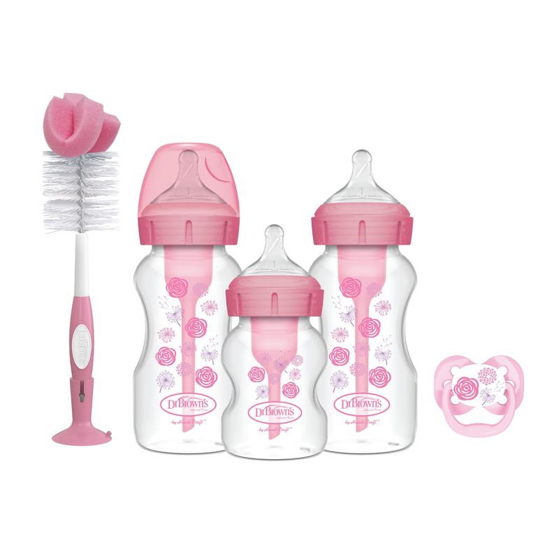 DR BROWN'S - Set de Mamaderas Boca Ancha Options+ Dr Brown´s 5pcs Rosa