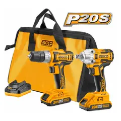 INGCO - KIT TALADRO Y LLAVE IMPACTO INALAMBRICOS 20V