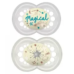 MAM - 2 Chupetes Nocturnos Silicona SkinSoft Original Night16+