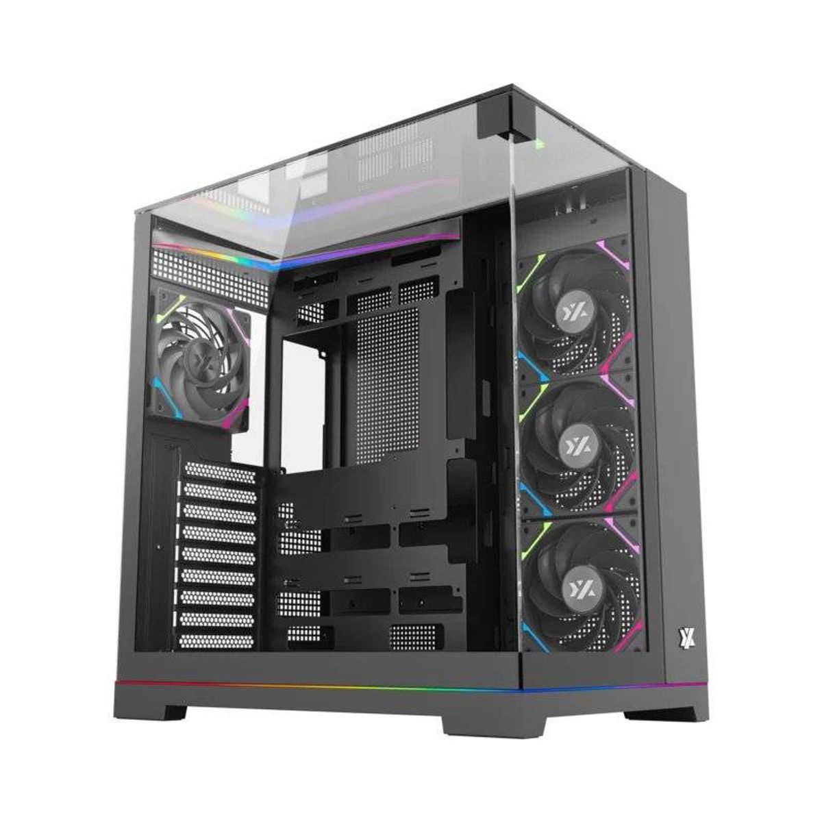 GENERICO - Gabinete Gamer XYZ Tesseract Doble Cámara 4x Fans ARGB ATX Black