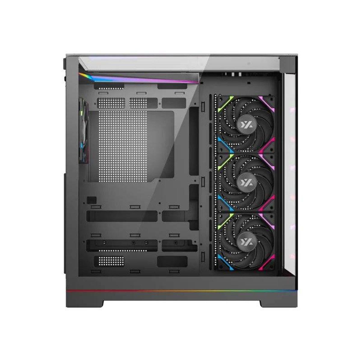 GENERICO - Gabinete Gamer XYZ Tesseract Doble Cámara 4x Fans ARGB ATX Black