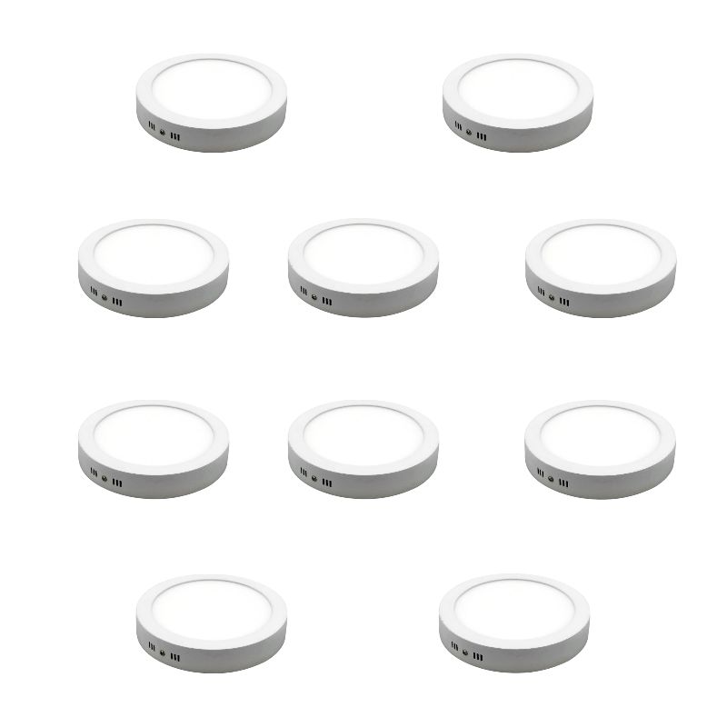 WANT - 10 Focos Panel Led 12W Redondo Sobrepuesto Luz Cálida
