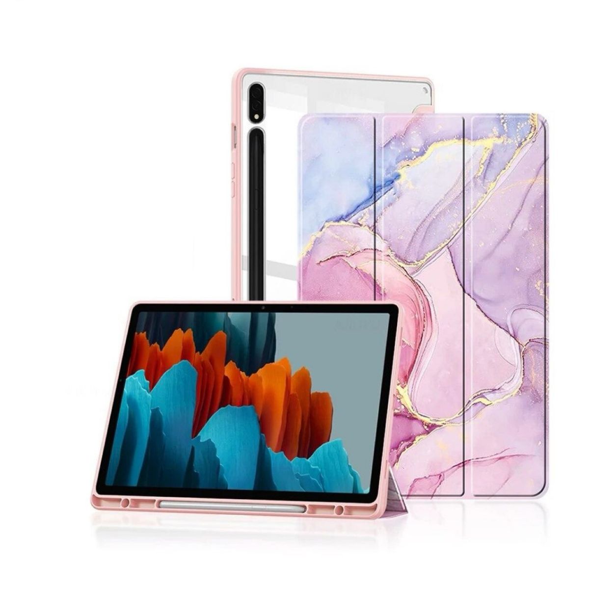 GENERICO - Funda Smart Cover Para Tablet Samsung S10 Fe 10.9 Mármol Rosado