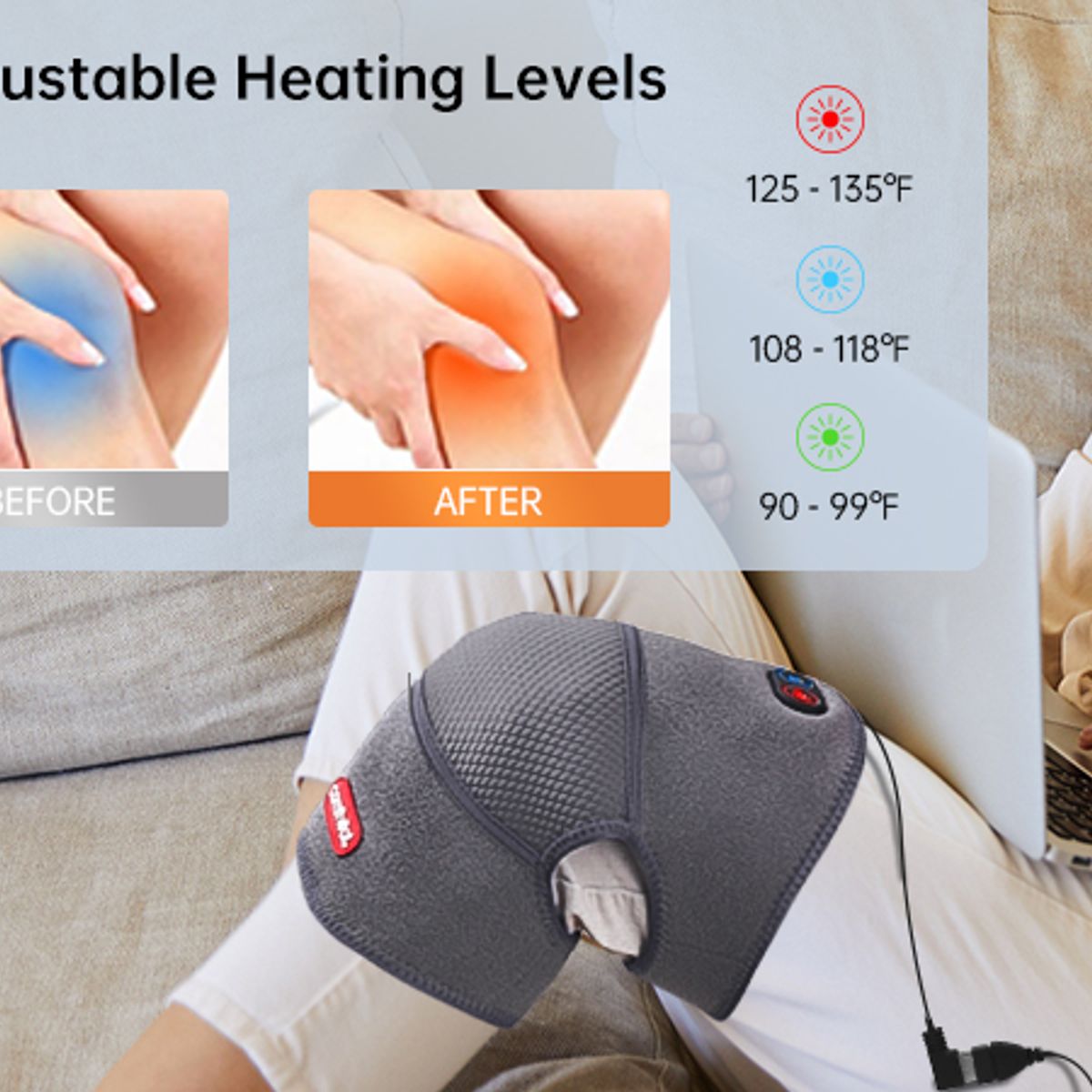 MOVI - RODILLERA 2 EN 1 CON CALEFACCIÓN Y MASAJE PARA DOLORES.