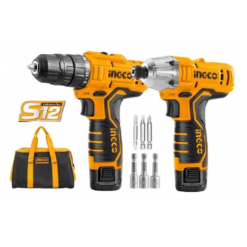 INGCO - KIT TALADRO Y ATORNILLADOR DE IMPACTO 12V INGCO