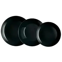 LUMINARC - Juego De Vajilla 18 Piezas Diwali Black Francés